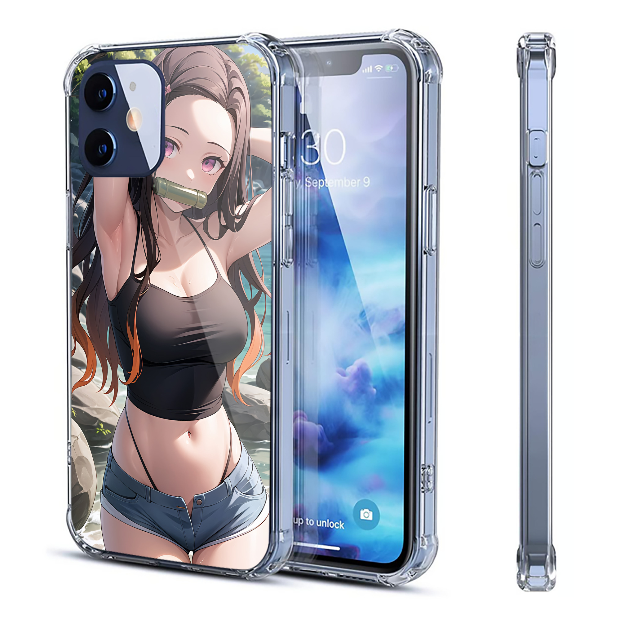 （画像用） 鬼滅の刃（きめつのやいば）竈門 禰󠄀豆子／かまど ねずこ Kamado Nezuko 【iPhone 12シリーズ対応】透明スマホケース（クリアソフトケース）